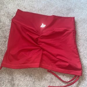 red spandex shorts